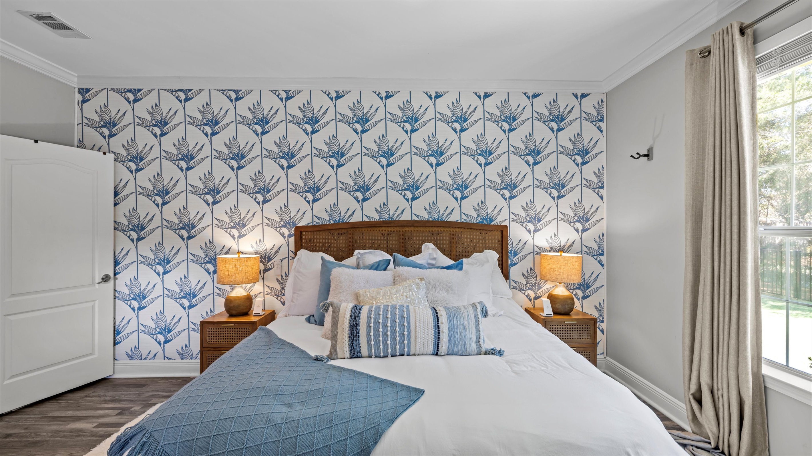 Drift off to sleep in this serene retreat after a sun-kissed day by the shore.
