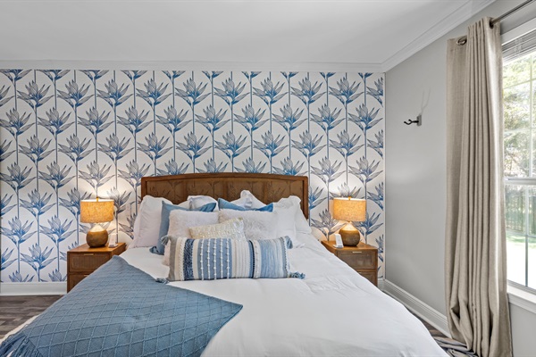 Drift off to sleep in this serene retreat after a sun-kissed day by the shore.