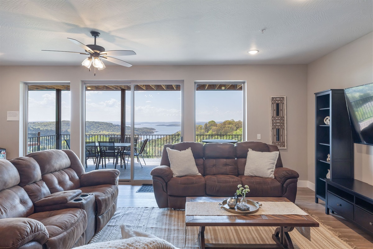 Lower level living room that has just as good of a view!