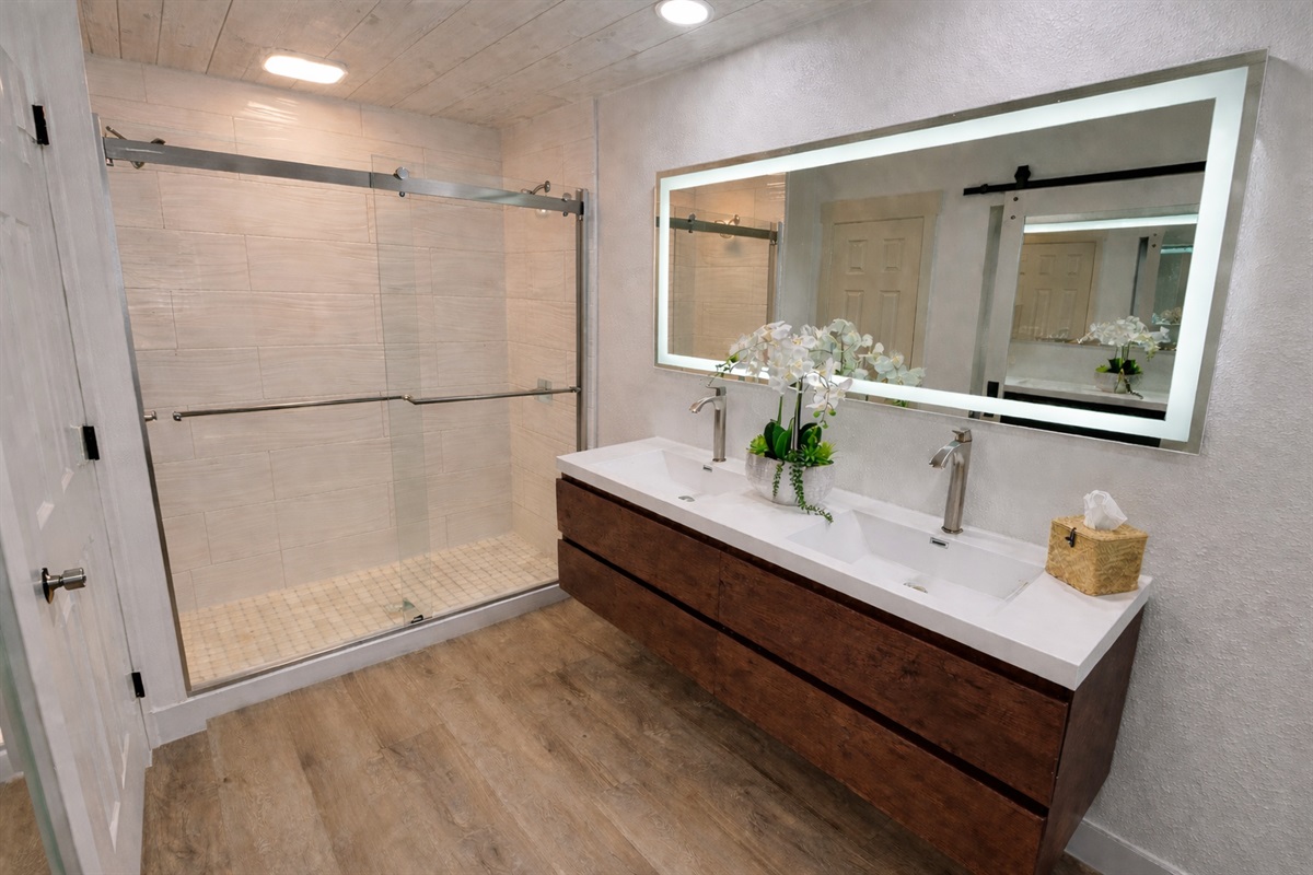 Primary Restroom shower with double shower heads