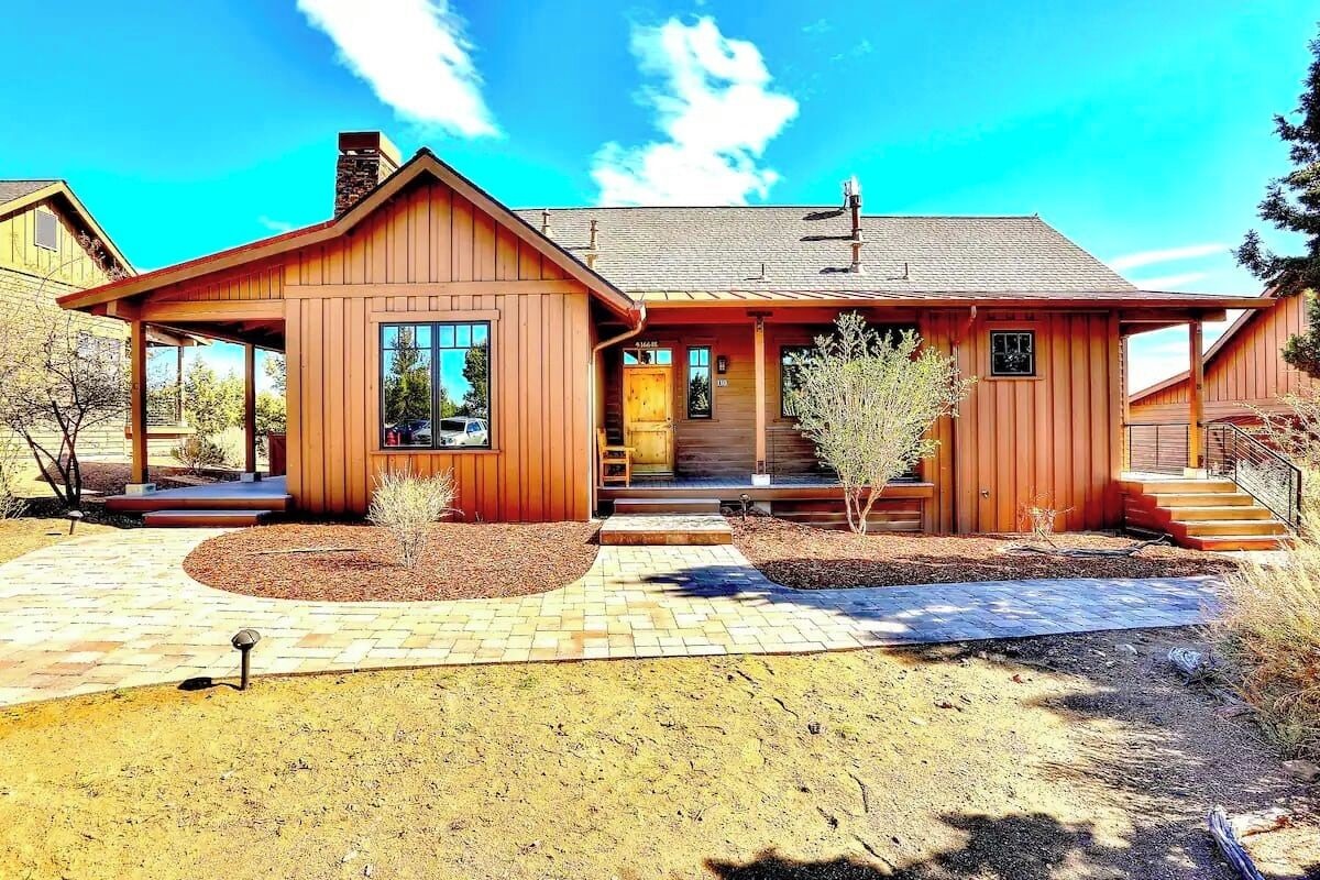Front of cabin, parking directly adjacent
