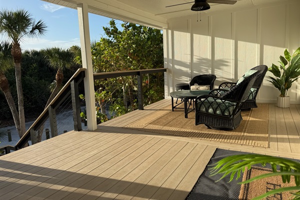 Enjoy the warm morning sun and listen to the birds while the kids are still asleep