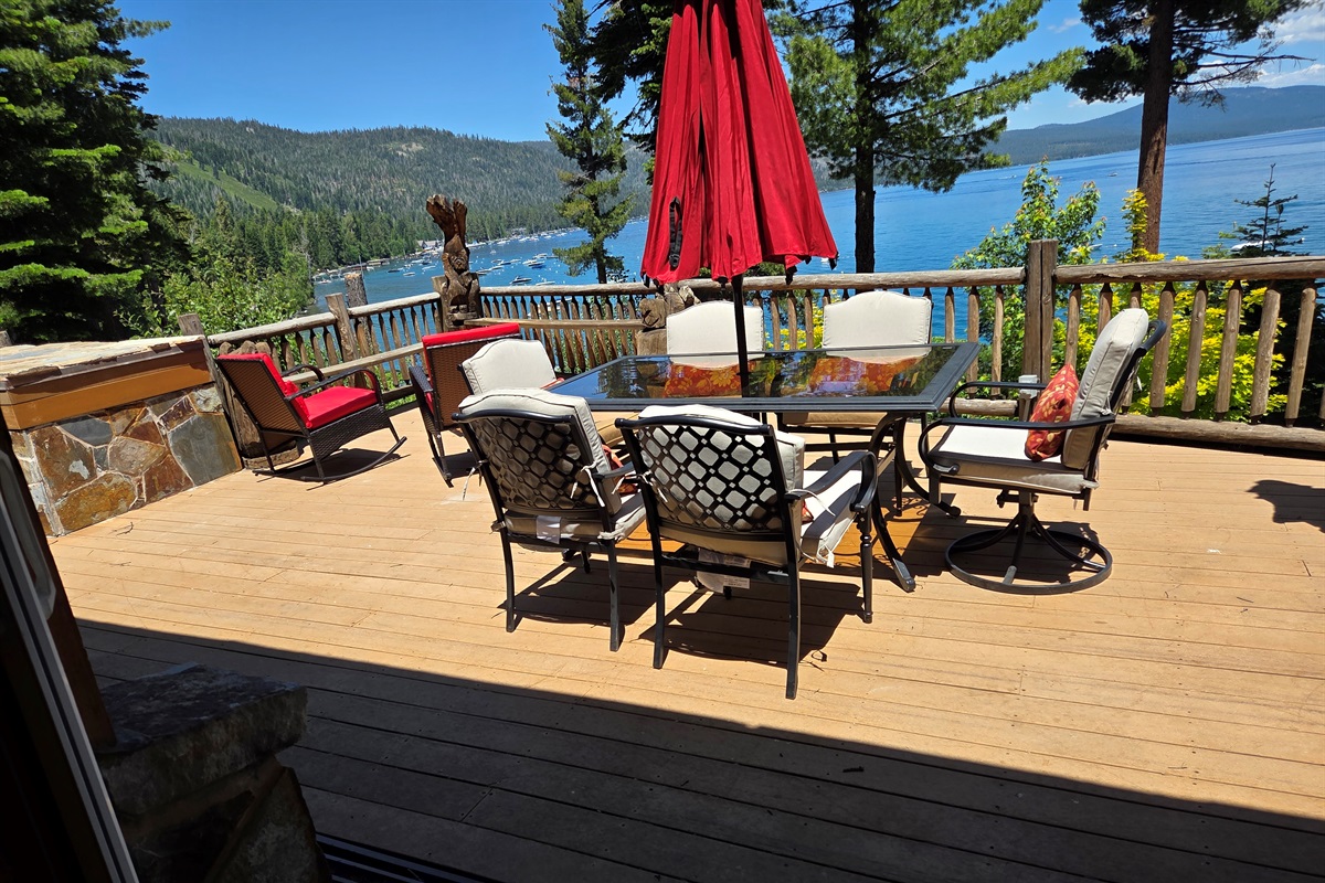 Our back deck has plenty of seating to relax and hang out with the group in the summertime.  This furniture will be put away from October-May to protect it from snow.