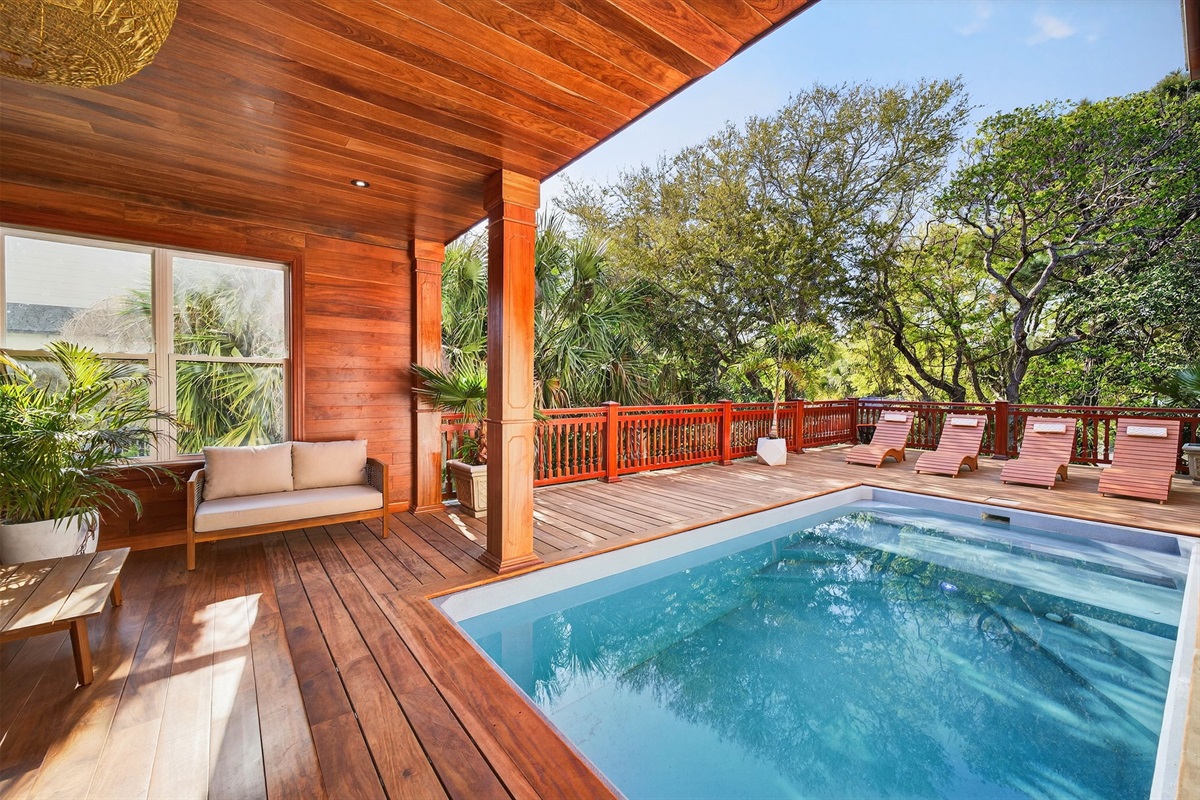 Pool Deck | Rosewood Retreat | 2605 Palm Blvd, Isle of Palms, SC | IOP Escapes