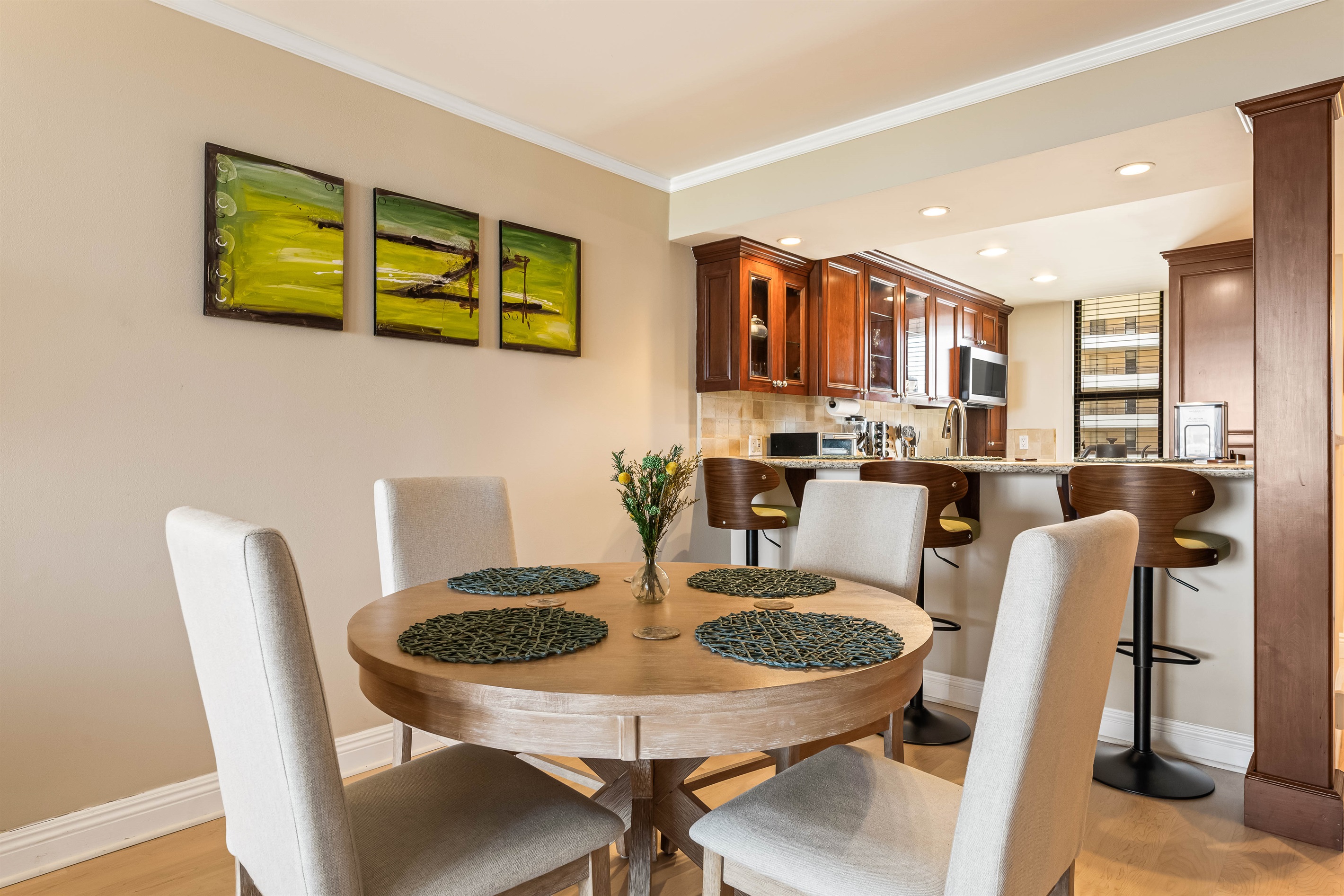 Warm and inviting dining room