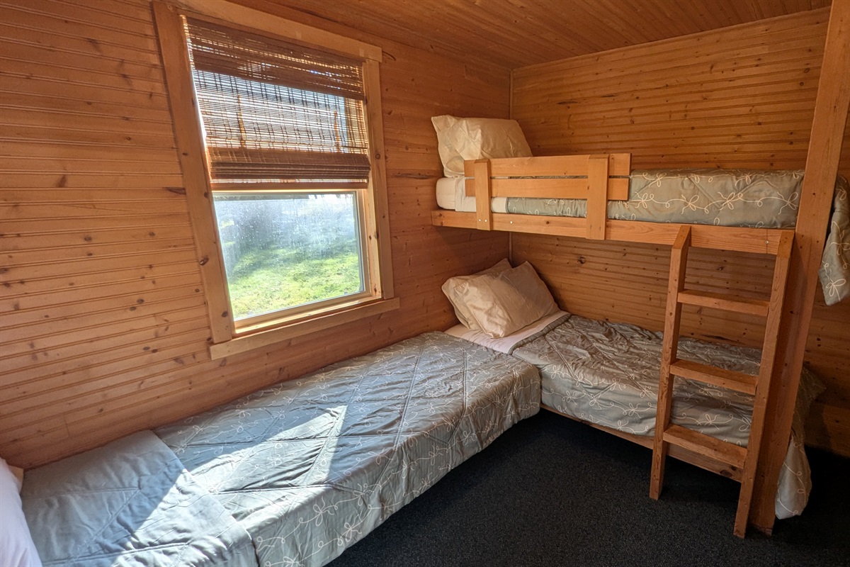 Second bedroom with bunk and twin beds
