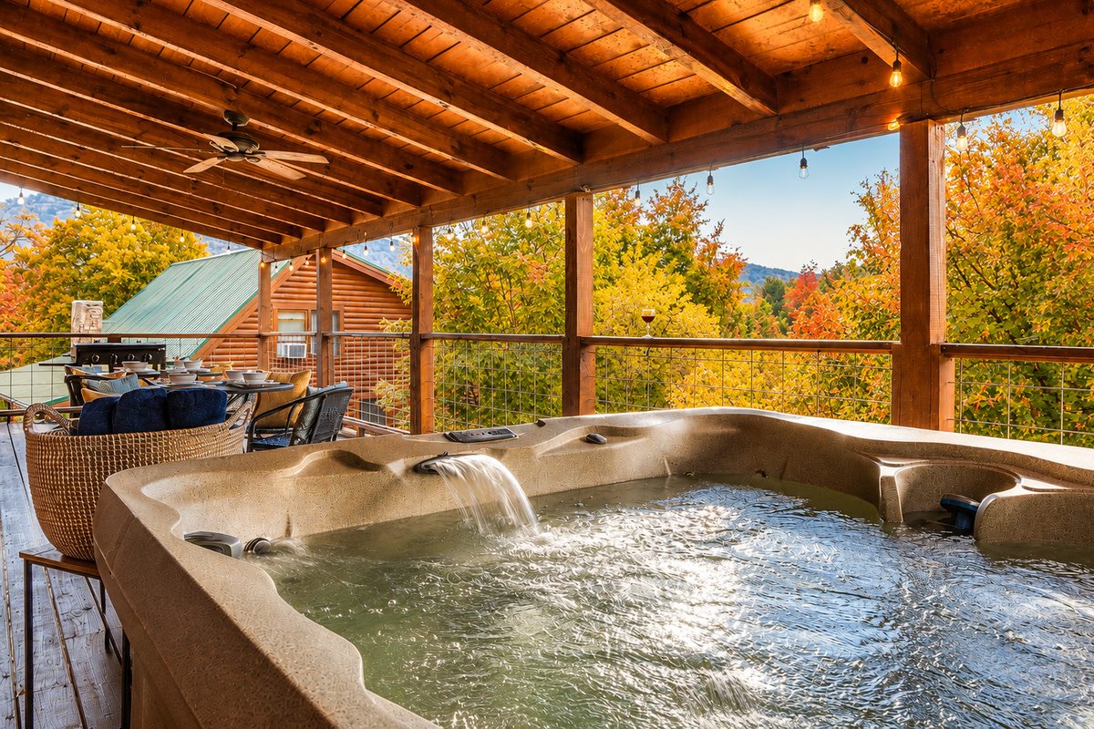 Relax in our 7 person hot tub