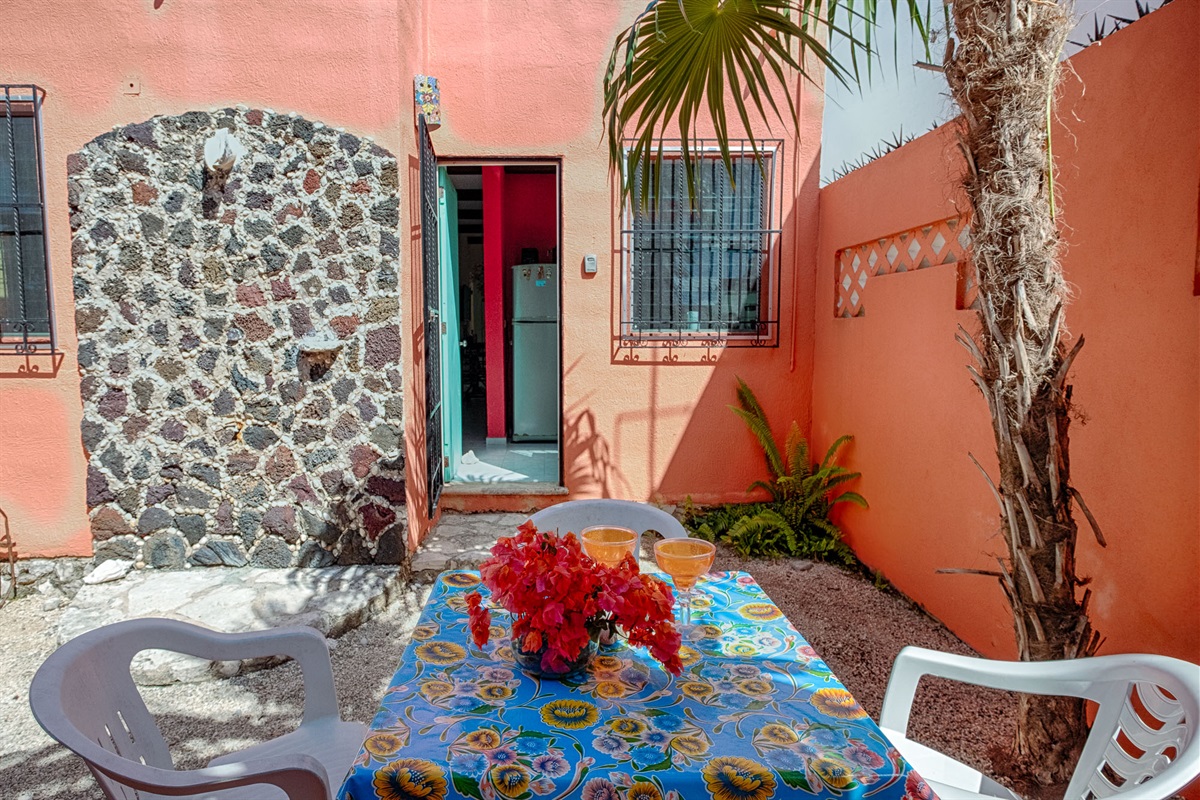 Casual outdoor dining.