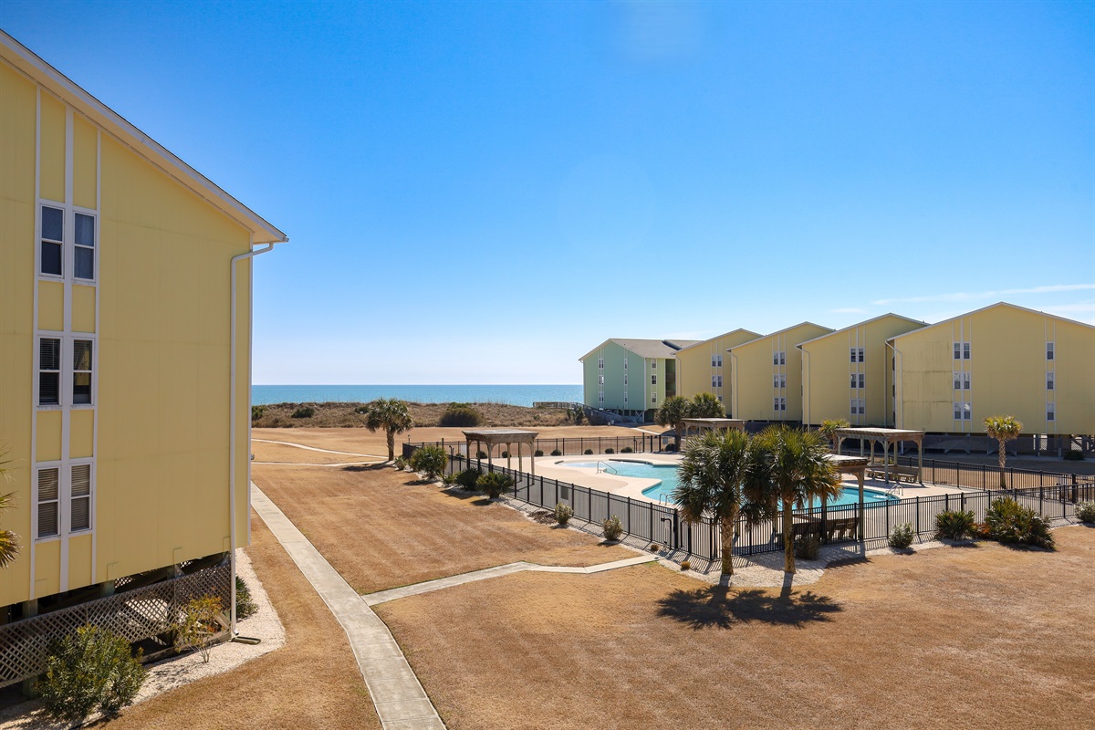 Balcony view of the community pool area