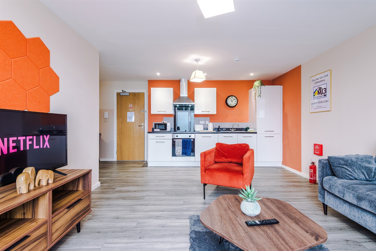 The spacious, modern & airy lounge benefits great space, comfortable sofa & chair, with a smart TV with streaming services. Fast free WiFi throughout  