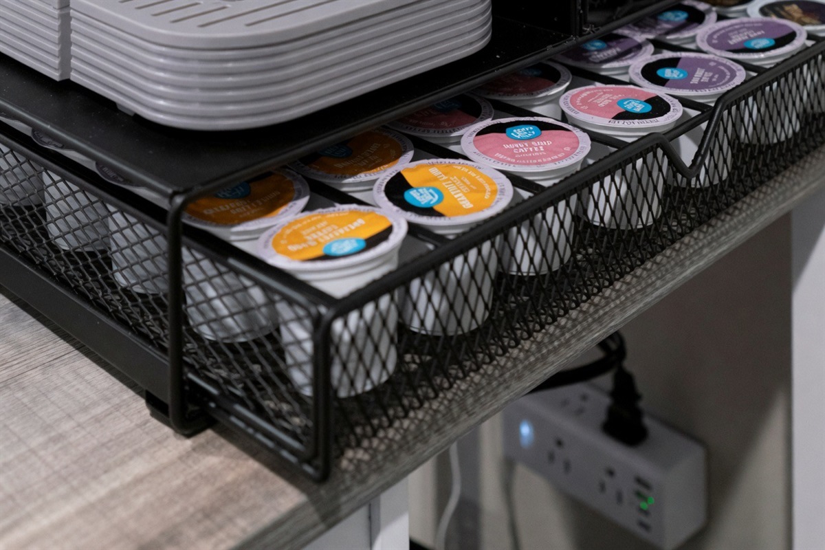 Coffee bar with Keurig coffee pods supplied