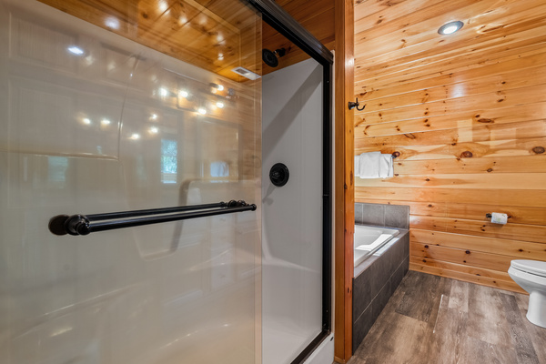 Walk-in shower in upstairs ensuite bathroom