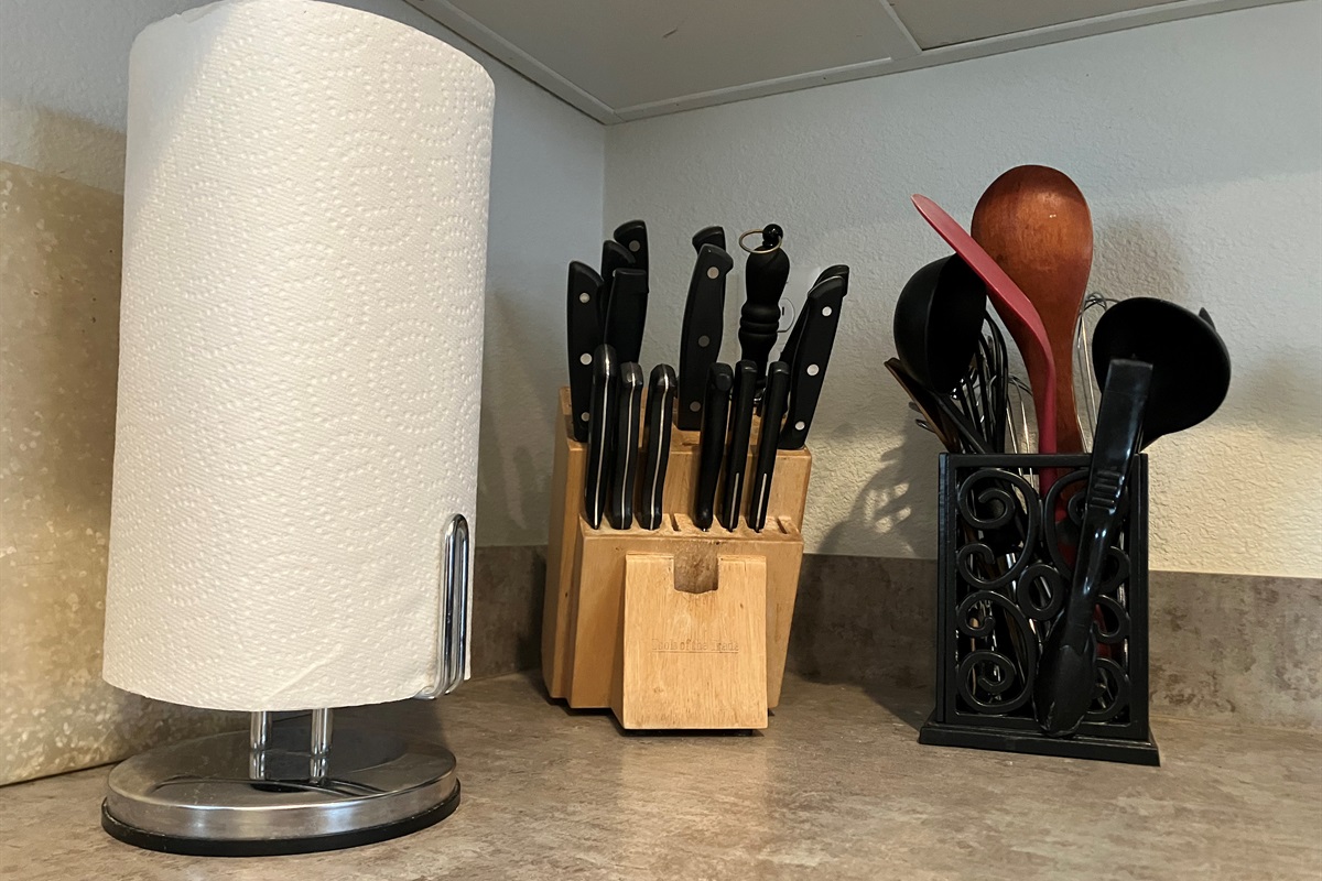 Fully stocked with utensils, pots and pans