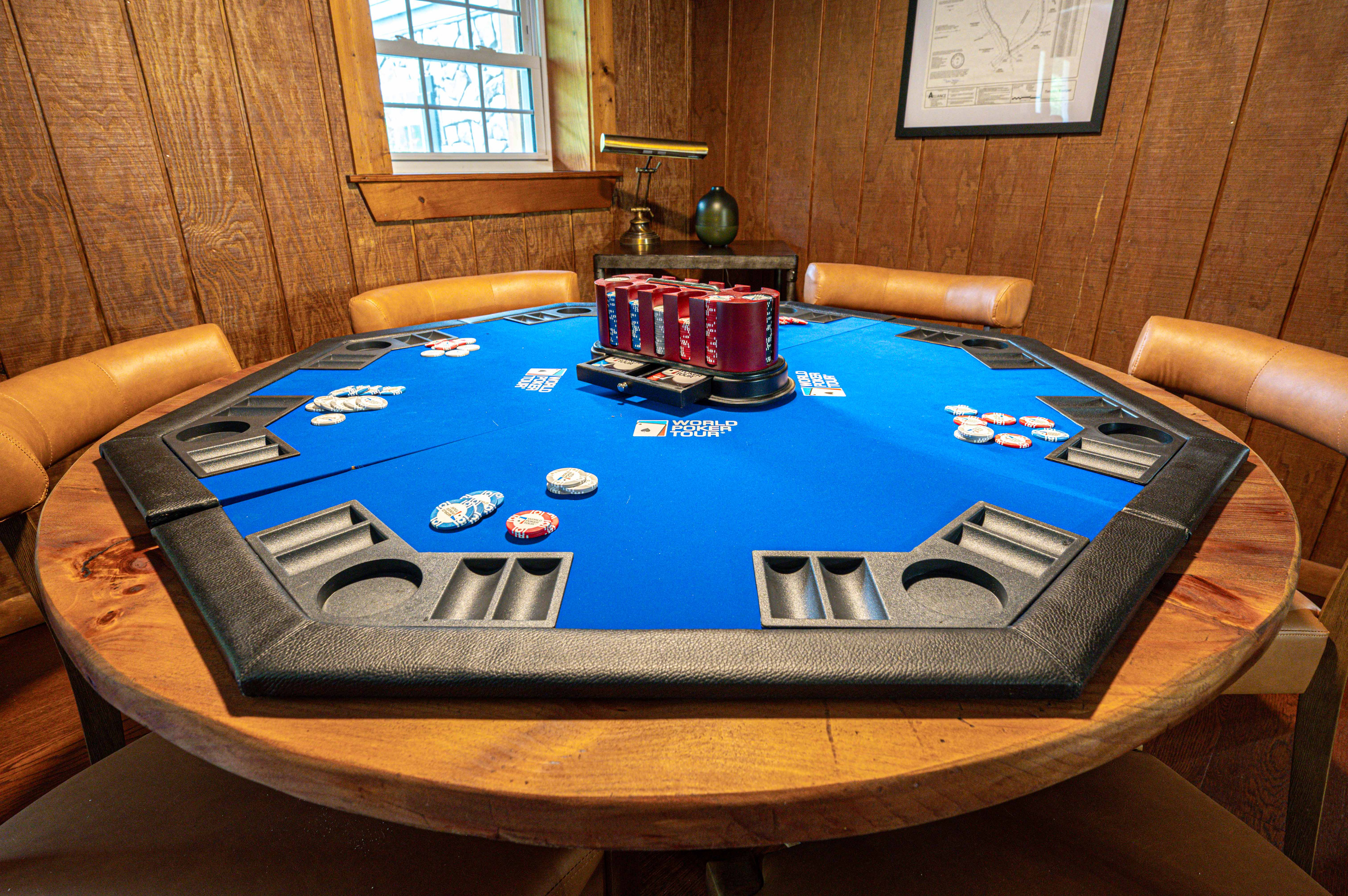 Unwind with friends at this vibrant poker setup, perfect for fun-filled evenings!