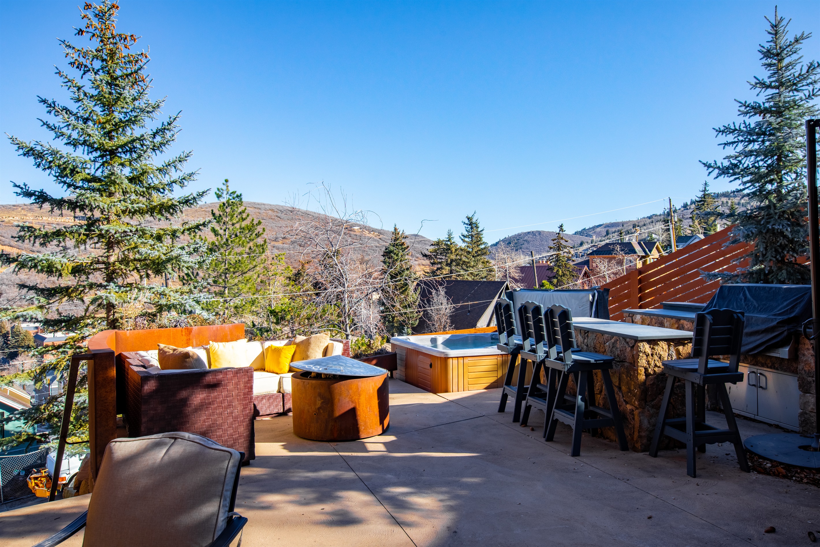 Deck is heated for Snow Melt. We want you to drink that Martini with out shoveling snow
