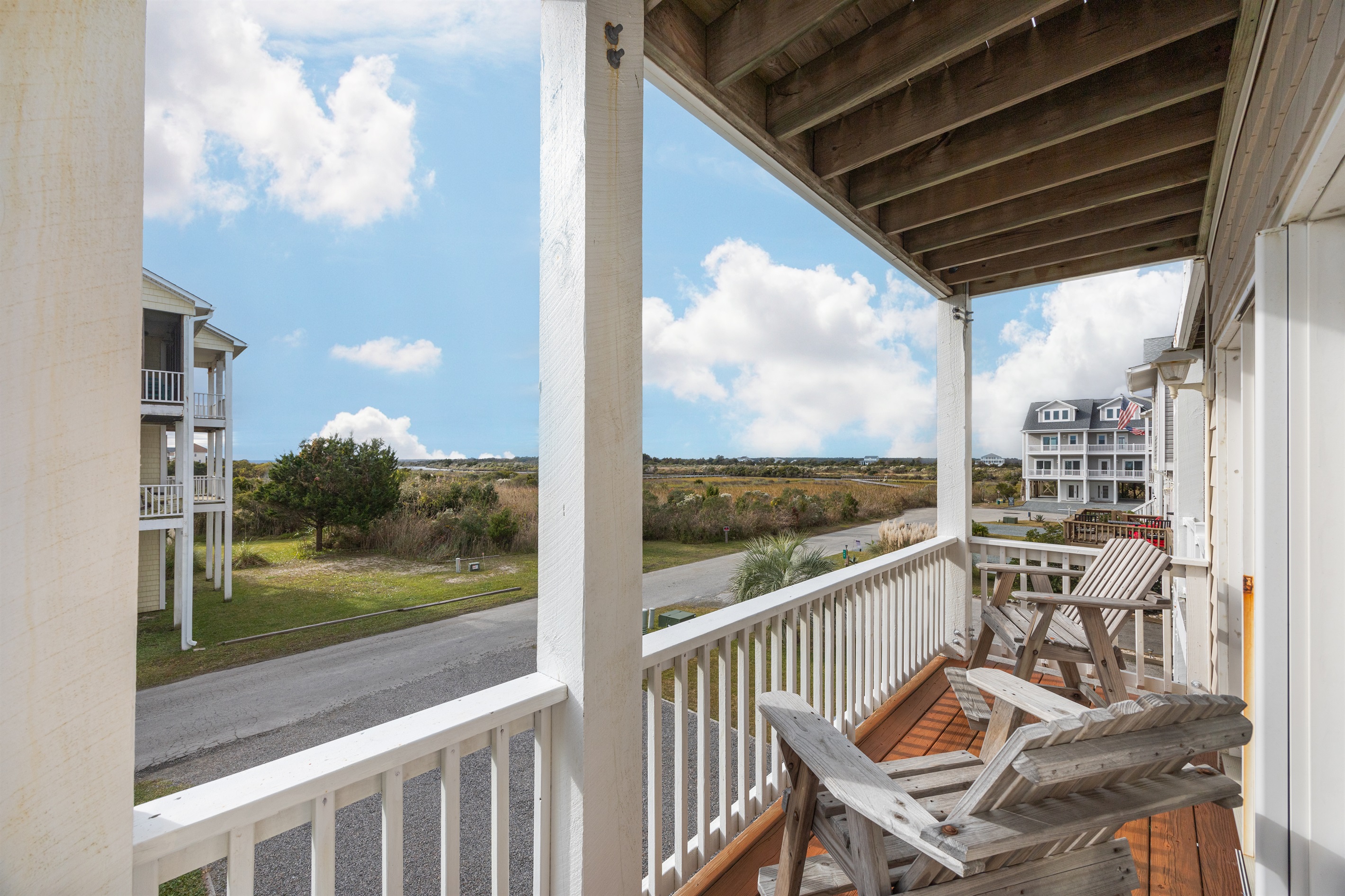 Shaded lower deck for cool lounging after the beach