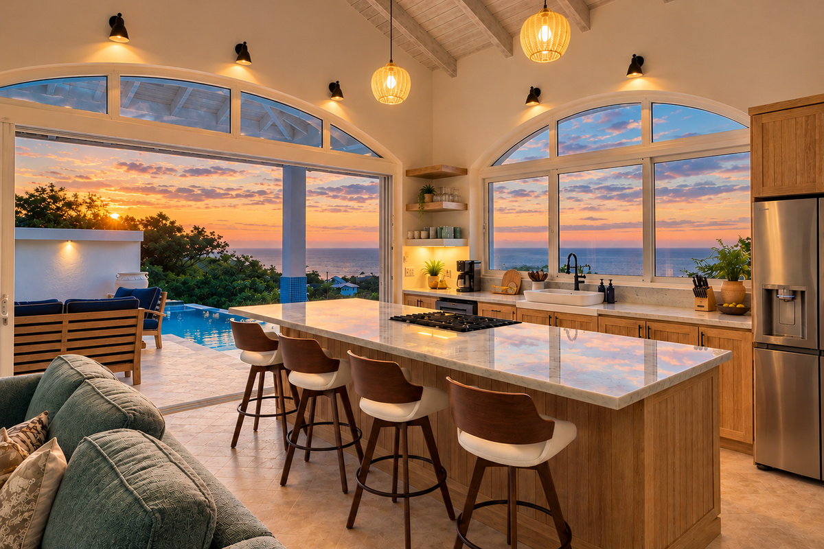 Open Kitchen w/pocket sliding doors & window