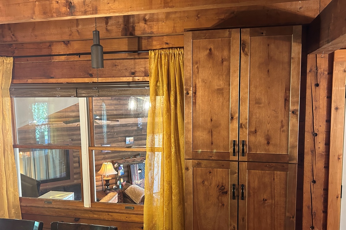 View from Cabin dining room window into Sunroom.
