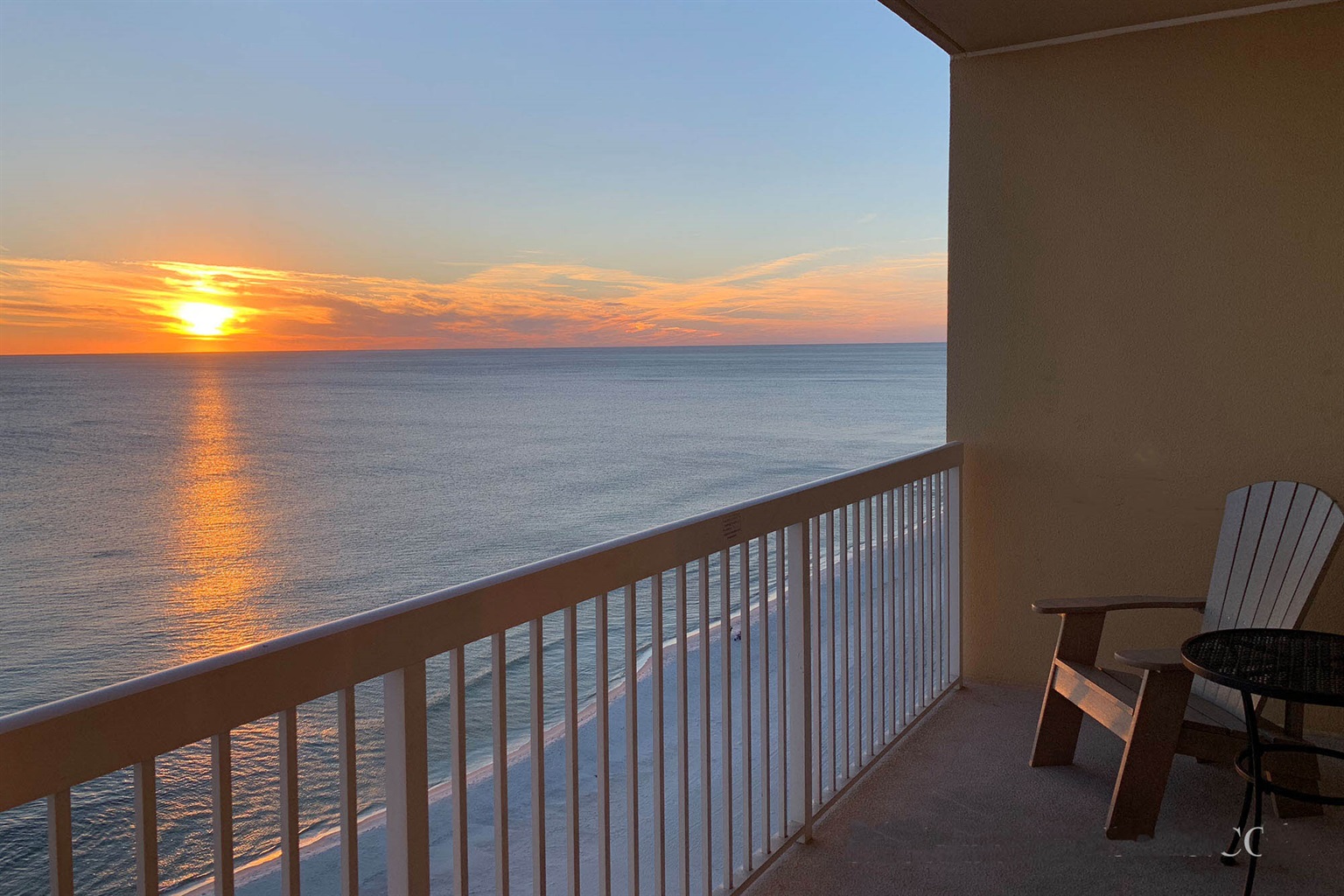 Beachfront Balcony at Sunset