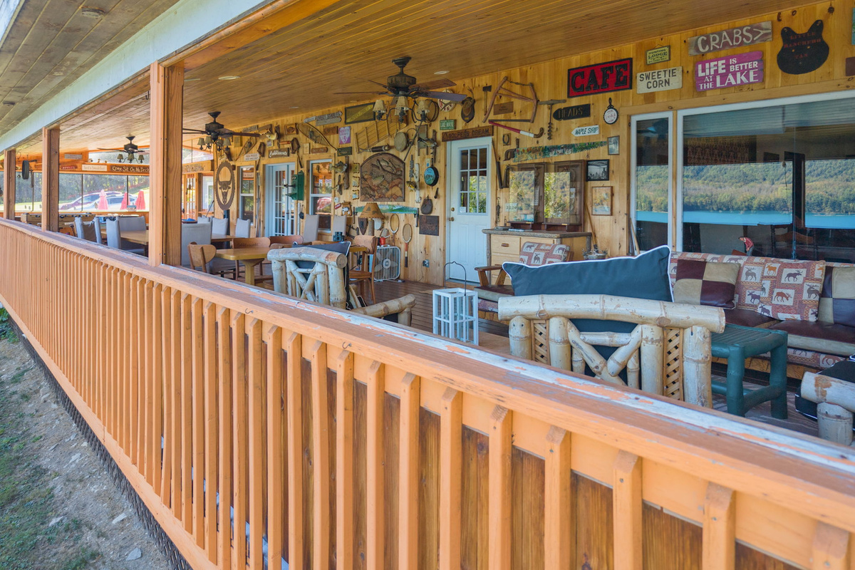 Covered porch with an incredible view