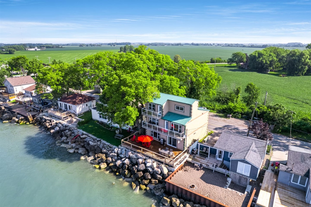 Ariel view of our home on the lake