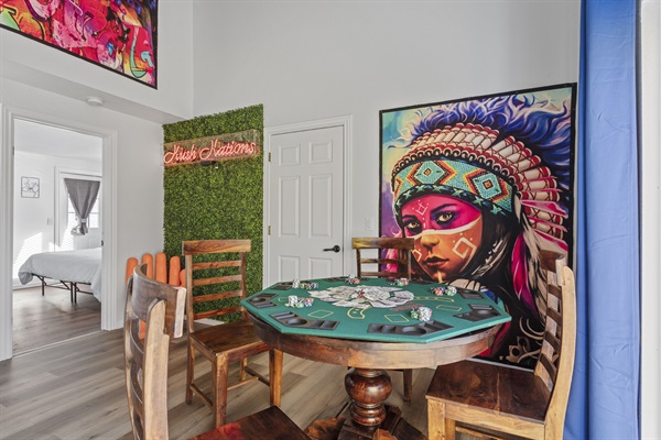 Step into your personal oasis of entertainment with a pool table, poker, and arcade games for endless enjoyment!