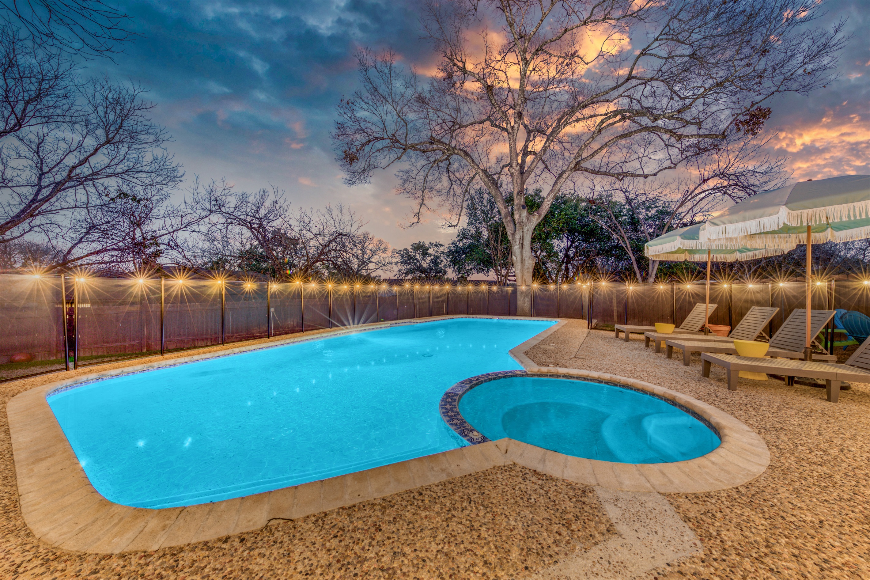 Pool and spa - nighttime