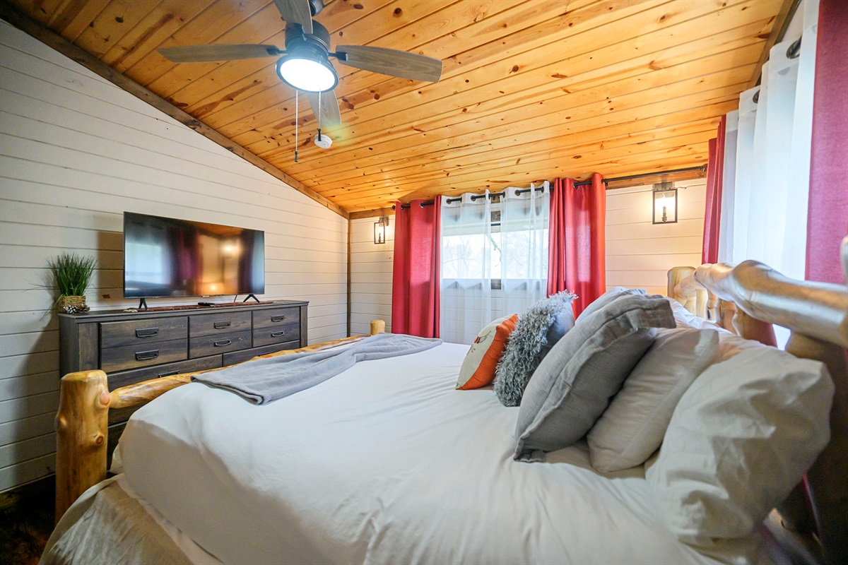 Second Level Bedroom King Bed and Smart TV