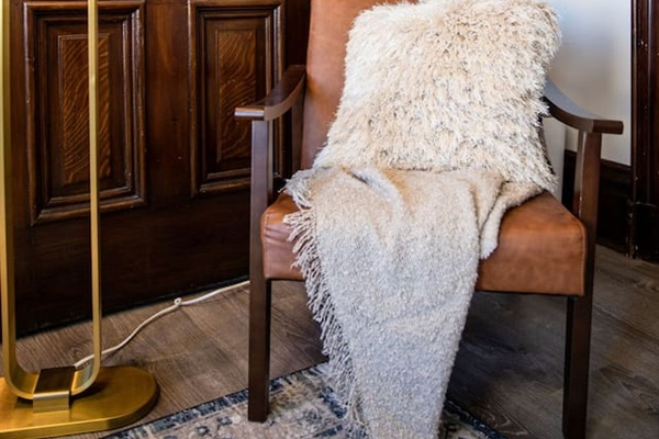 Cozy living room chair, perfect for lounging or reading, adding both comfort and style to the space.