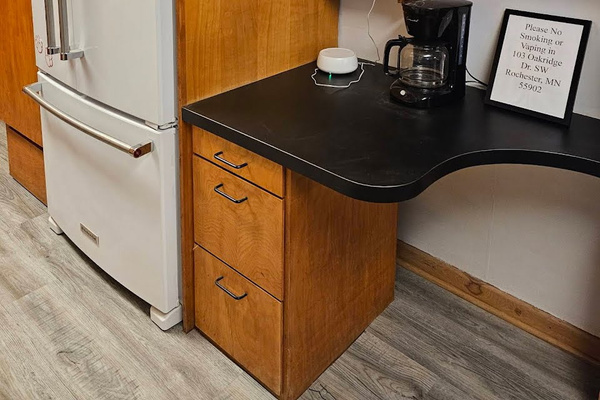 Full kitchen with plates, cups, silverware, pots, pans, and most essentials. Two types of coffee Keurig and drip.