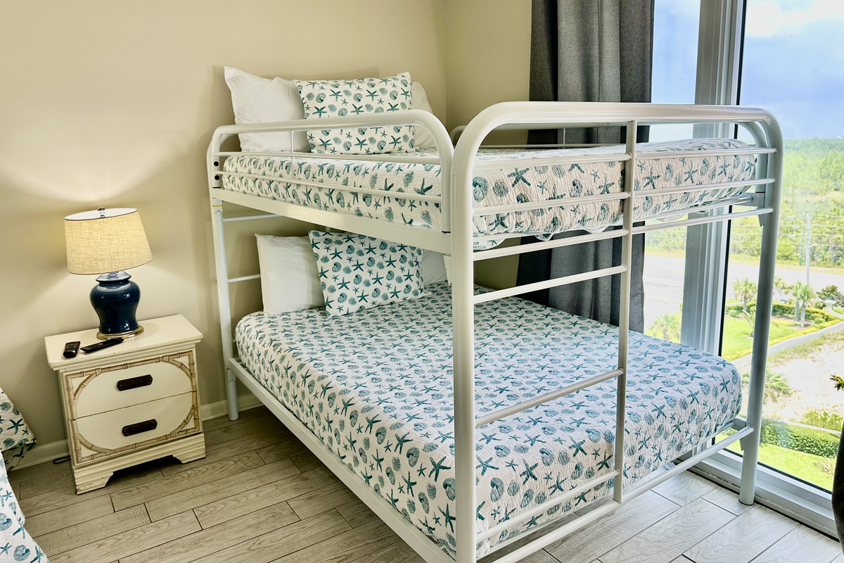 Floor-to-ceiling window in the bunk room!