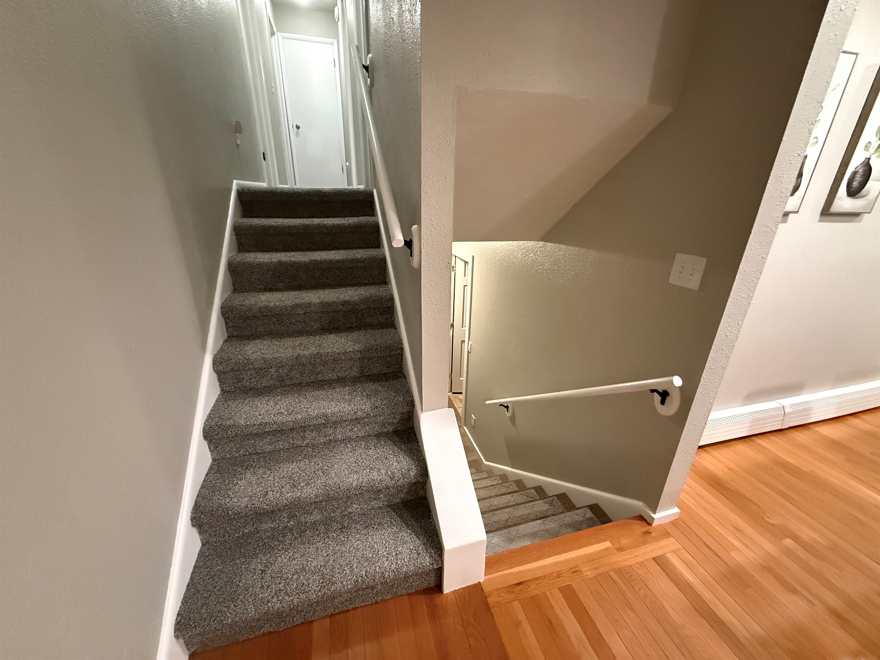 3 bedrooms and 2 bathrooms up, 1 bedroom and 1 bath down