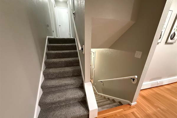 3 bedrooms and 2 bathrooms up, 1 bedroom and 1 bath down