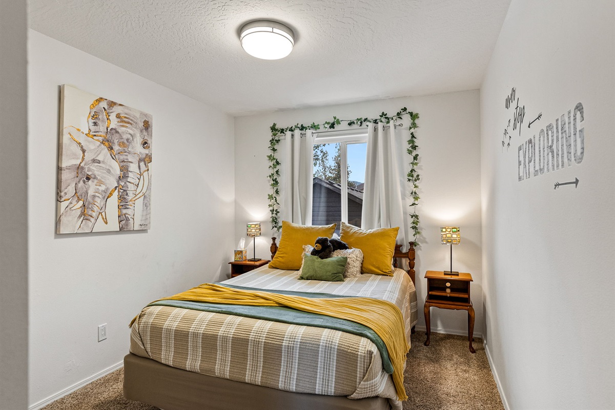 Bedroom 2 has Queen size bed with a variety of pillows, blankets for all comfort levels.
