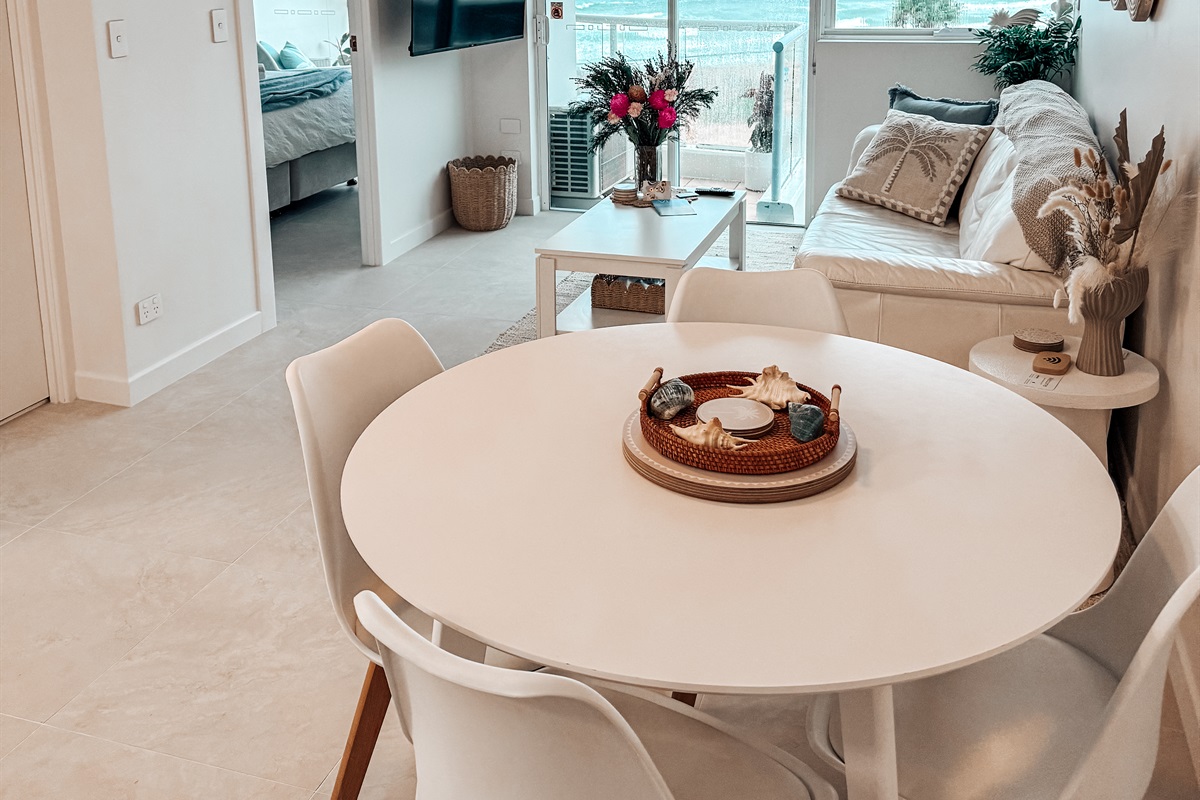 Living/dining with beach views
