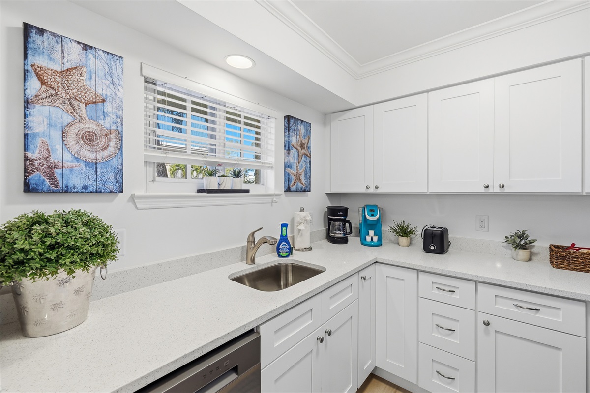 Kitchen fully stocked with everything needed for cooking/eating/drinking!