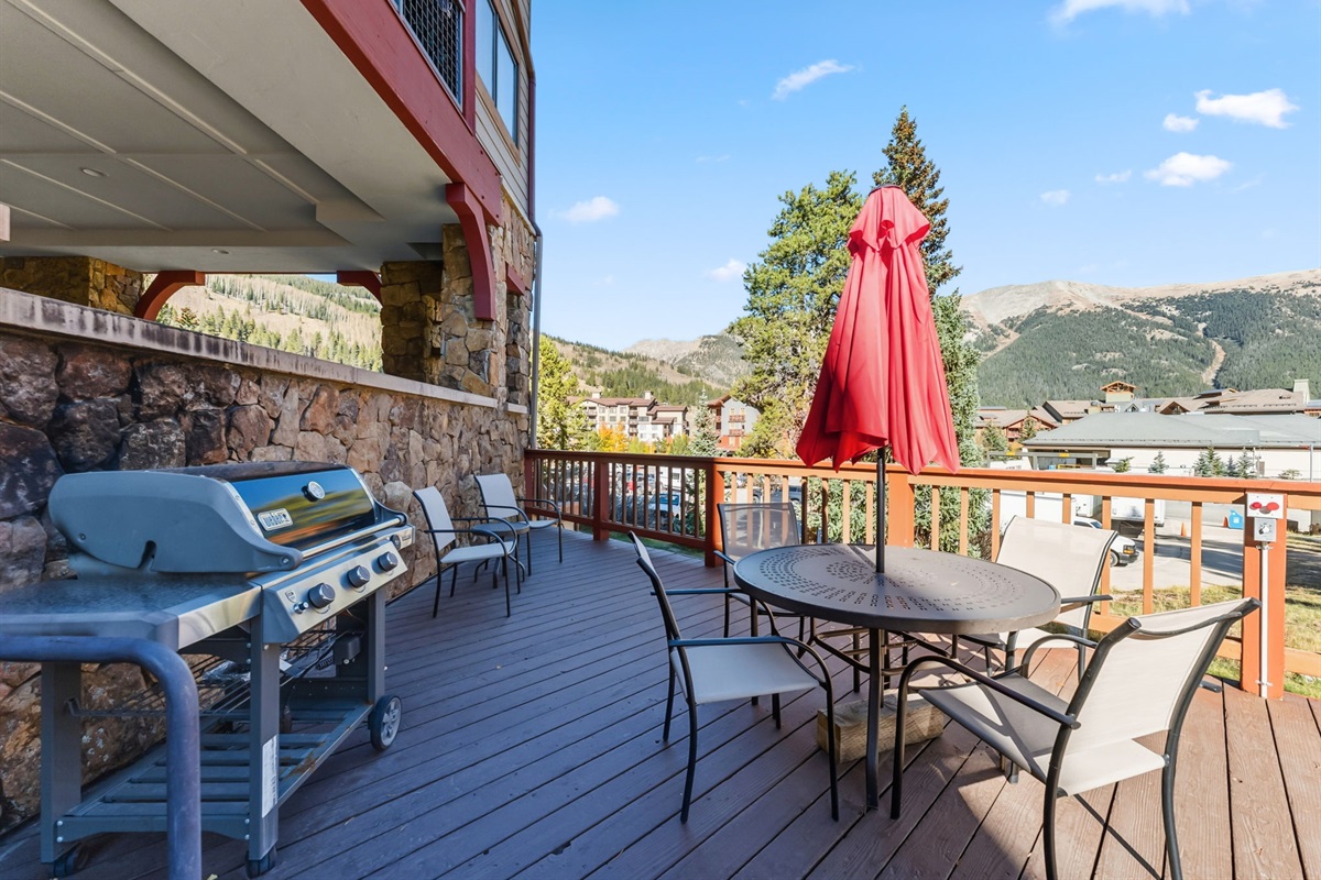 First floor shared BBQ grill / deck with mountain views