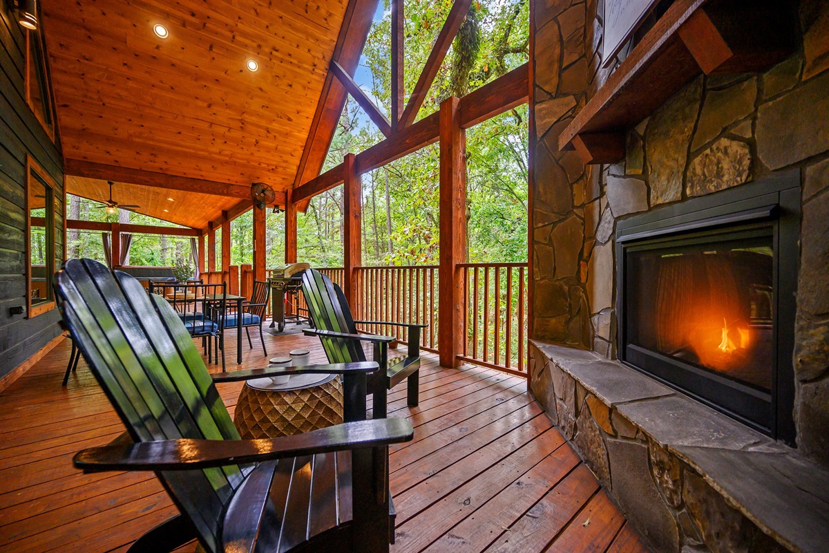 The oversized back deck offers privacy and views.