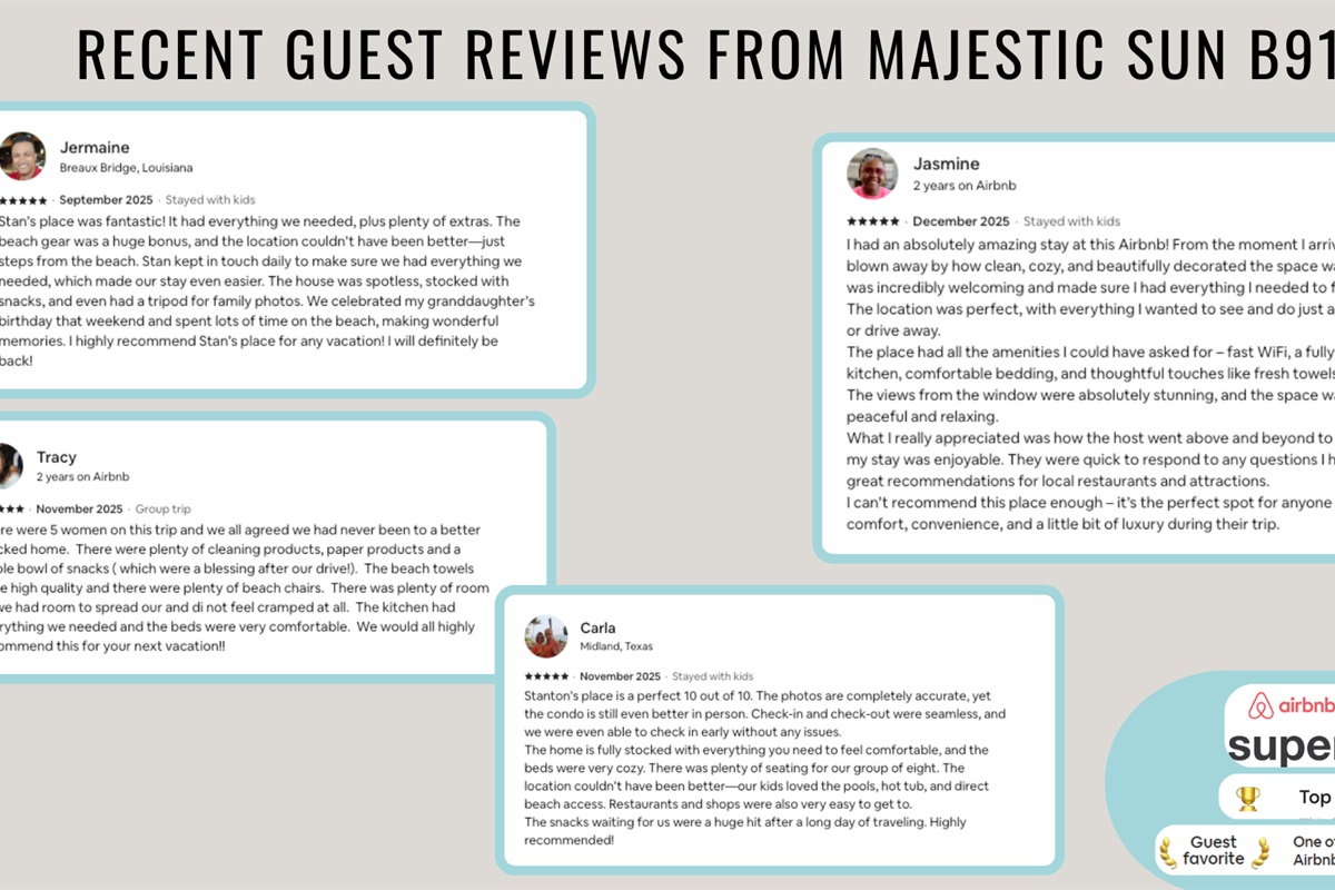 Recent reviews from happy guests show that you are in good hands!