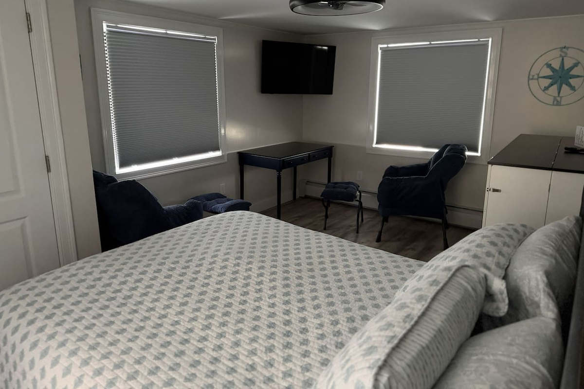 Blackout Shades in bedroom.