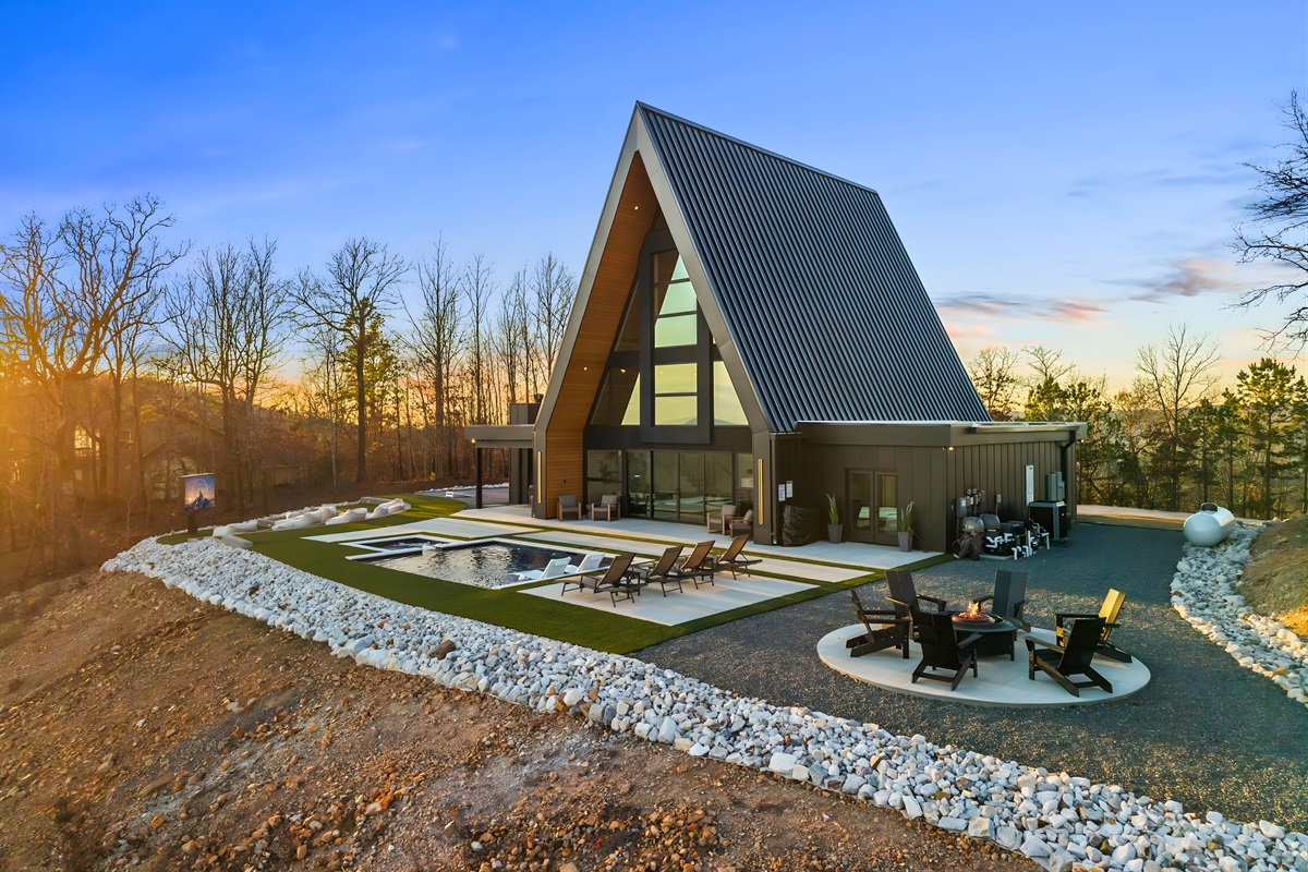 A beautiful view of the property at sunset, where the scenery and peaceful setting make everything feel calm, quiet, and extra memorable.