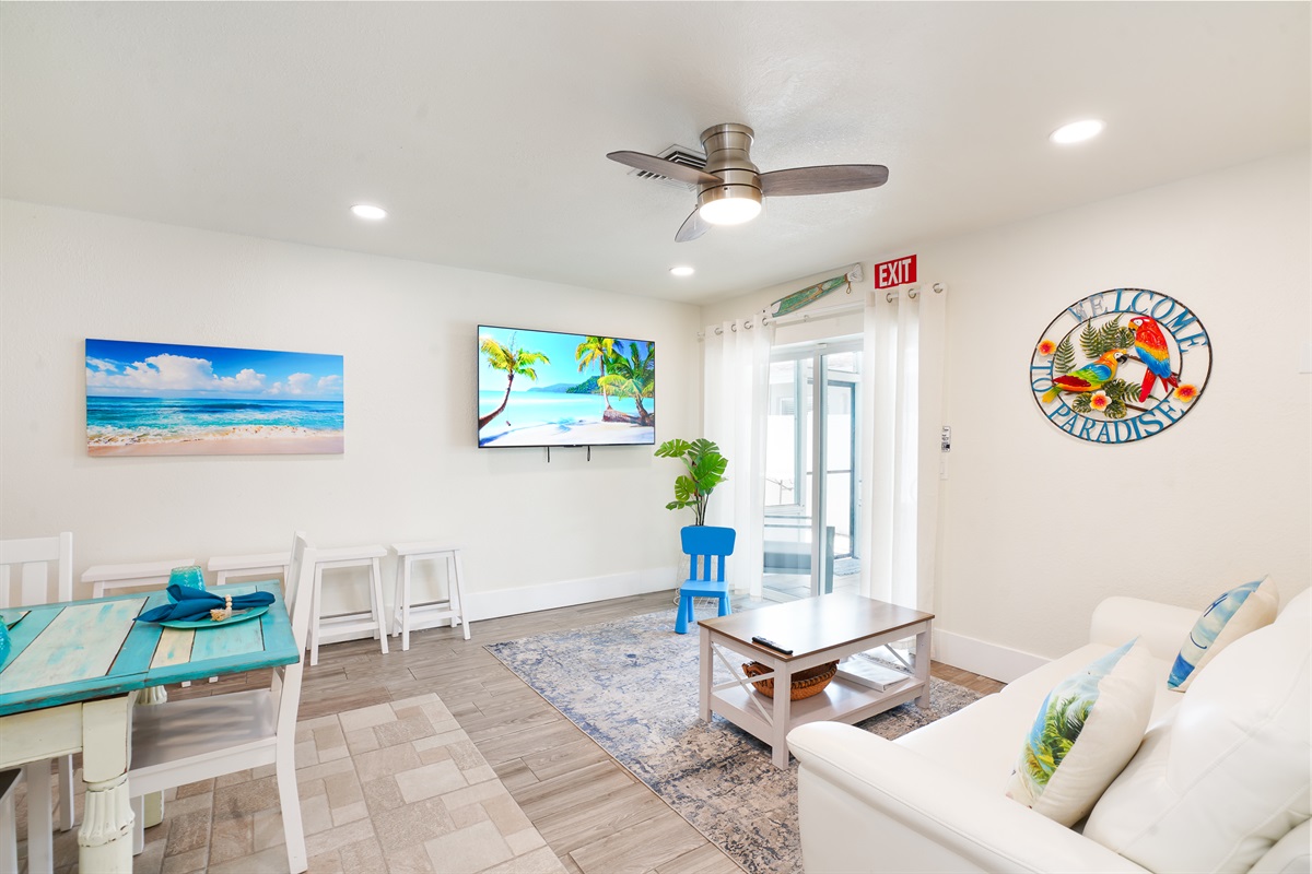 Beach Time units each have two living rooms with smart TVs.
