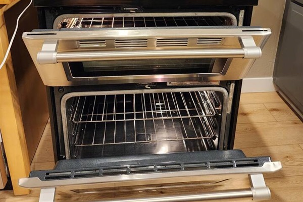 Double over to cook two items at the same time with separate temperatures. 