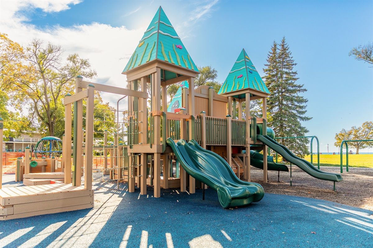 Amazing Kids Corner Playground, 2 blocks from the house, right on Lake Michigan