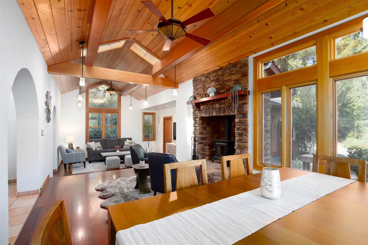 Feast and relax in one place - our dining table just steps away living area!