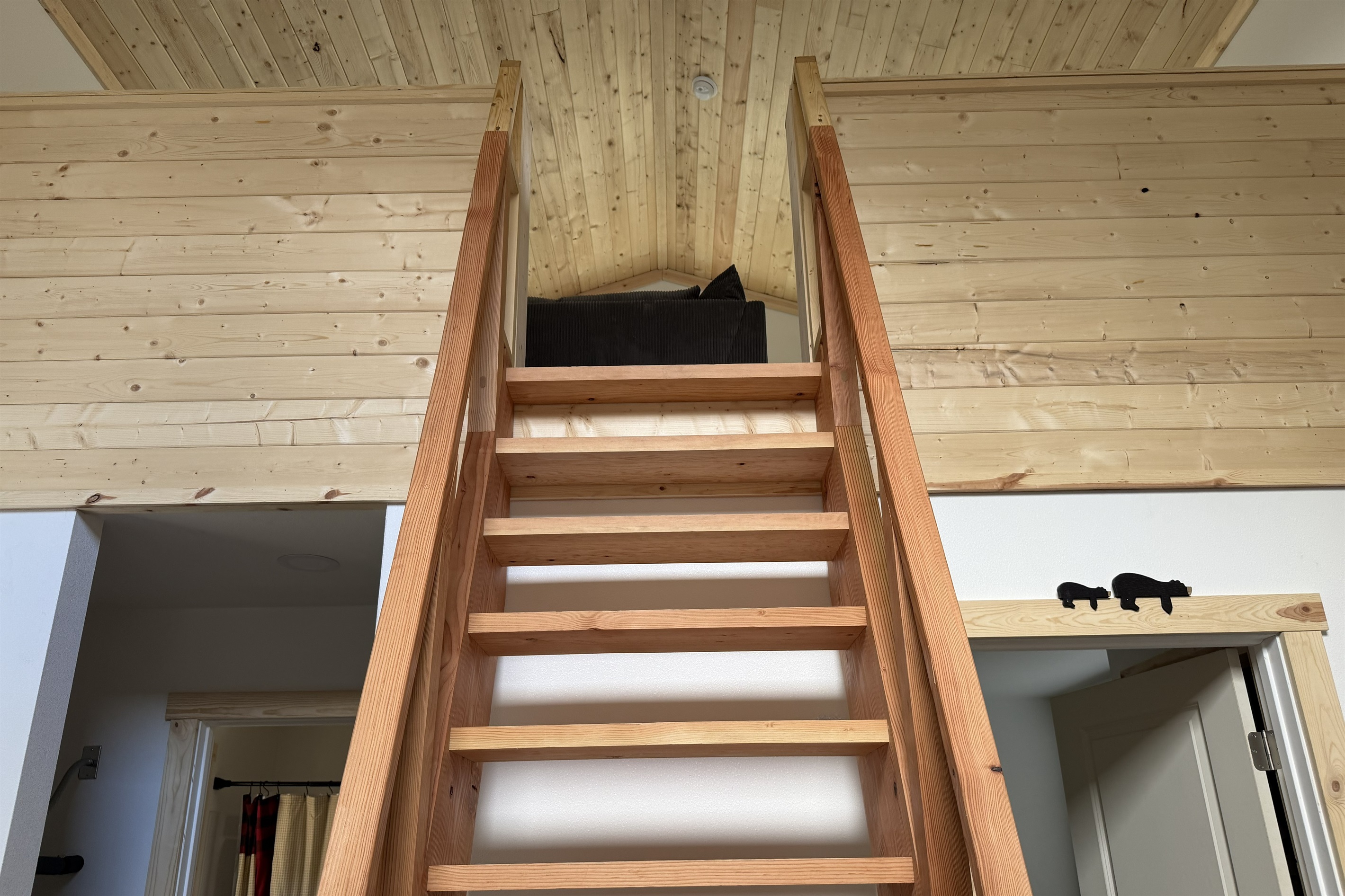 Ships Ladder to access the loft with living space and an extra bed 