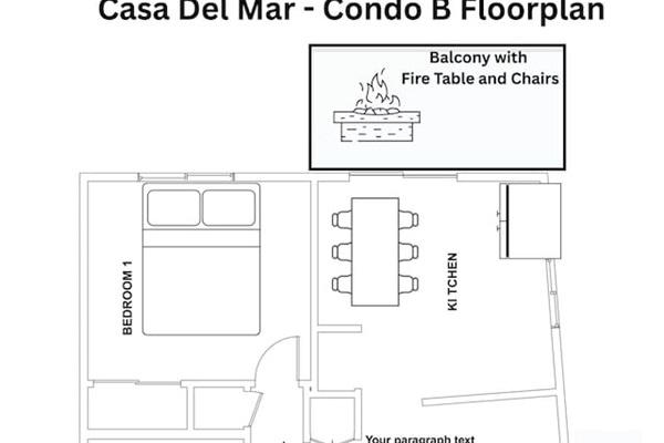 Here is the 2-bedroom / 1 bathroom floorplan