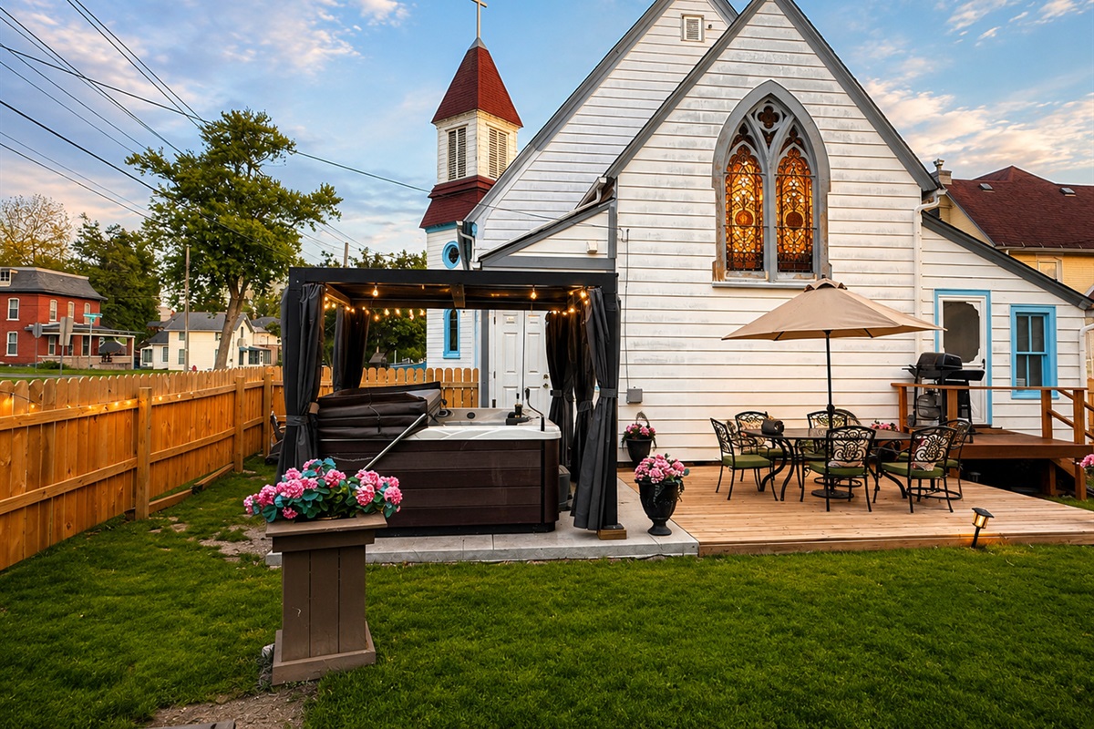 Private Backyard: A secluded area for relaxing or gathering.