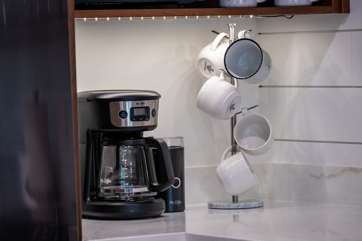 Coffee station stocked and ready for your morning coffee before exploring Ogden Valley.