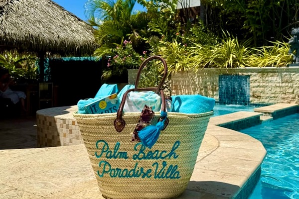 Feel free to borrow our towels and beach totes.